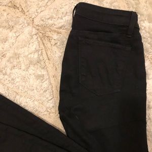 Black distressed straight leg stretch denim